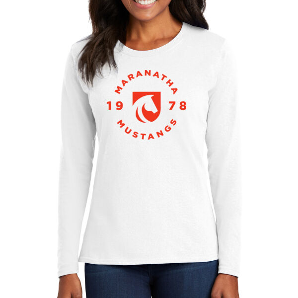 **CLOSEOUT ITEM** Ladies Long Sleeve Core Cotton Tee - Printed Logo Thumbnail